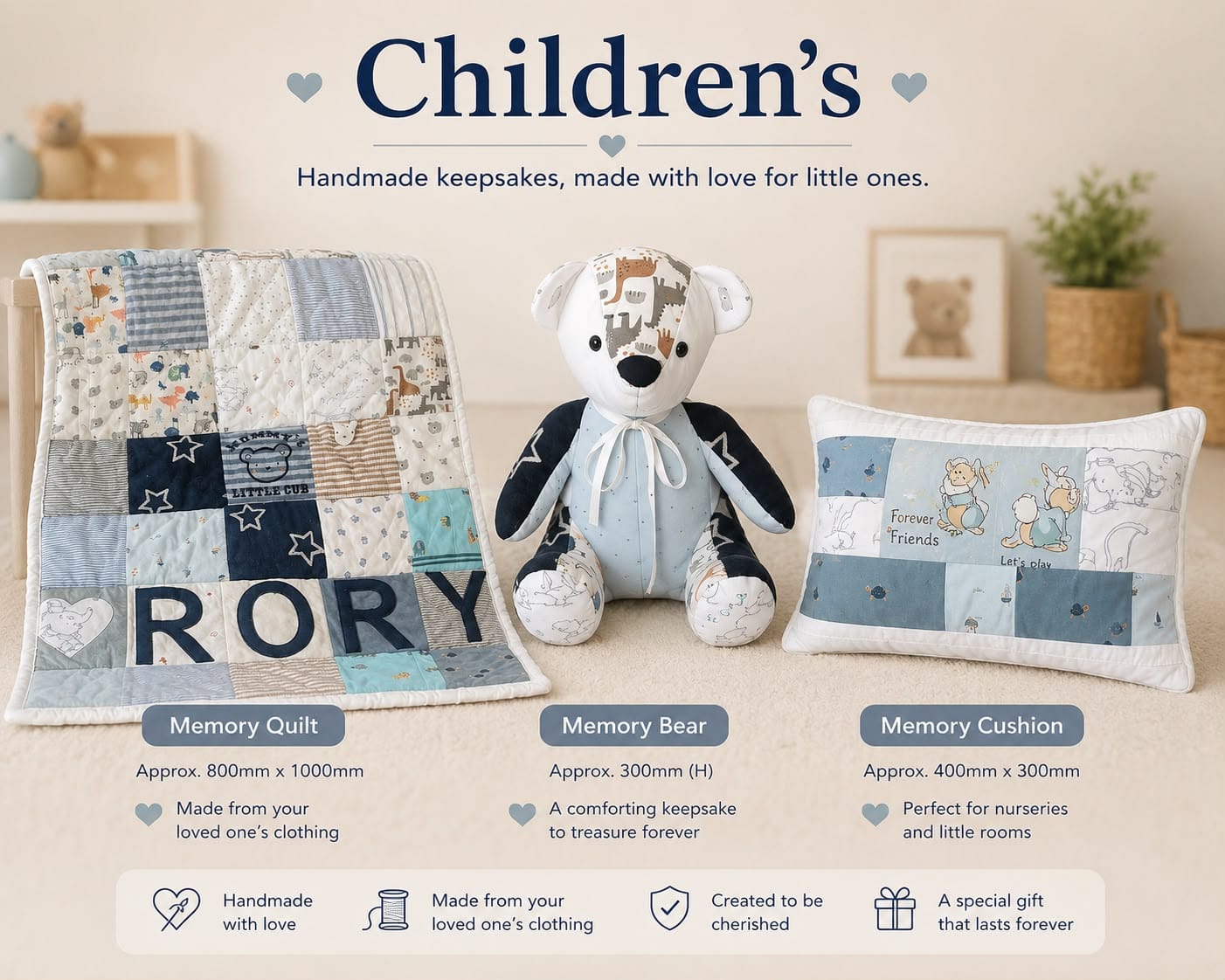 Children's memory keepsakes range