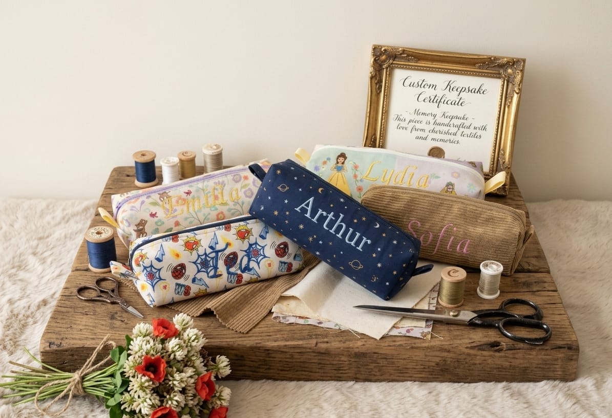 Keepsake accessories handmade from cherished fabric